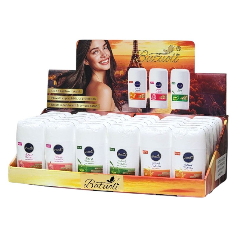 DESODORANTE PARA MUJERES ANTITRANSPIRANTE EN BARRA 50G, DUPE DE DOVE, 24H DE PROTECCION Y APLICACION SUAVE, SENSACION FRESCA Y NO PEGAJOSA BATUOLI