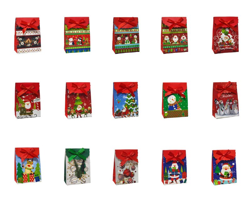 BOLSA DE REGALO NAVIDEÑA PEQUEÑA XXS 7CMX10CM, 15 ESTILOS