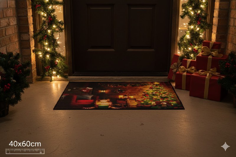 ALFOMBRAS DECORATIVAS NAVIDEÑAS PARA PISO ELEGANTES Y FESTIVAS 40X60CM, CREAN UNA ATMOSFERA MAGICA EN TU ENTRADA, COCINA O PASILLO BENELI HOME 8 ESTILOS