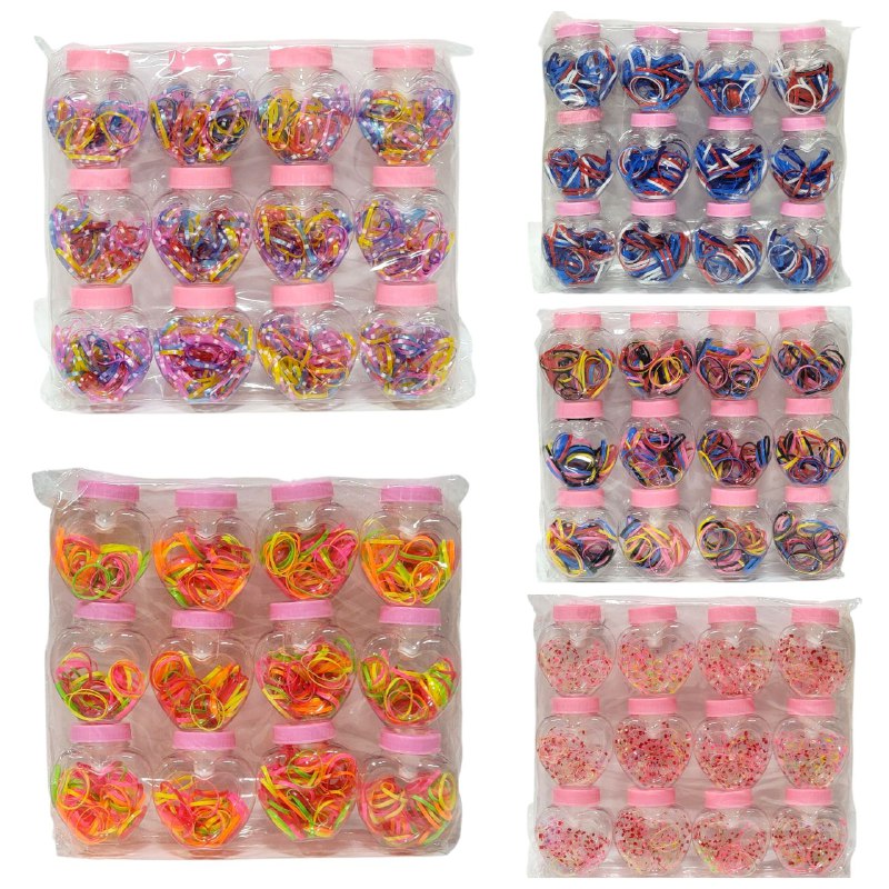 COLA, LIGAS HULES PARA EL CABELLO EN BOTECITO, PAQUETE DE 12 BOTES PARA EL DIA A DIA Y PARA TODO TIPO DE CABELLO