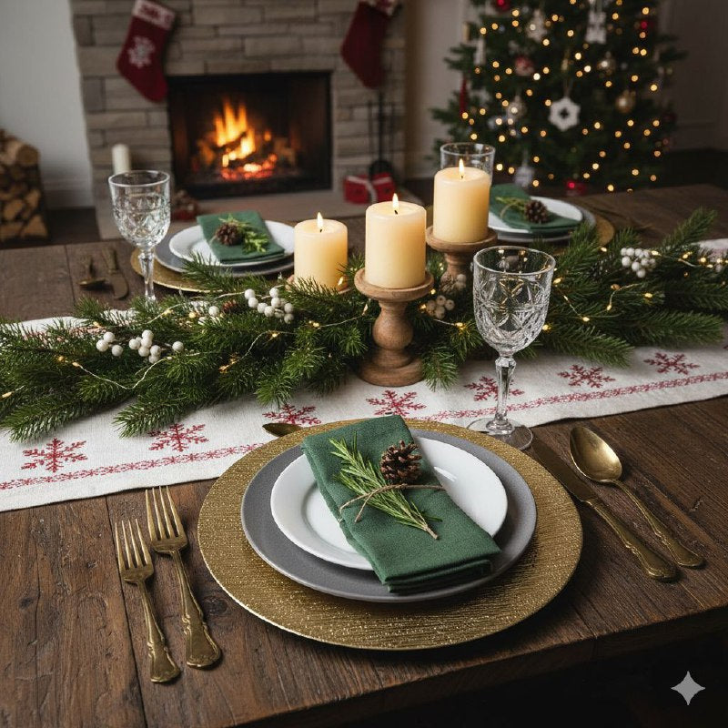 PLATO DE CARGA DECORATIVO NAVIDEÑO DORADO DE PLASTICO 33X33CM