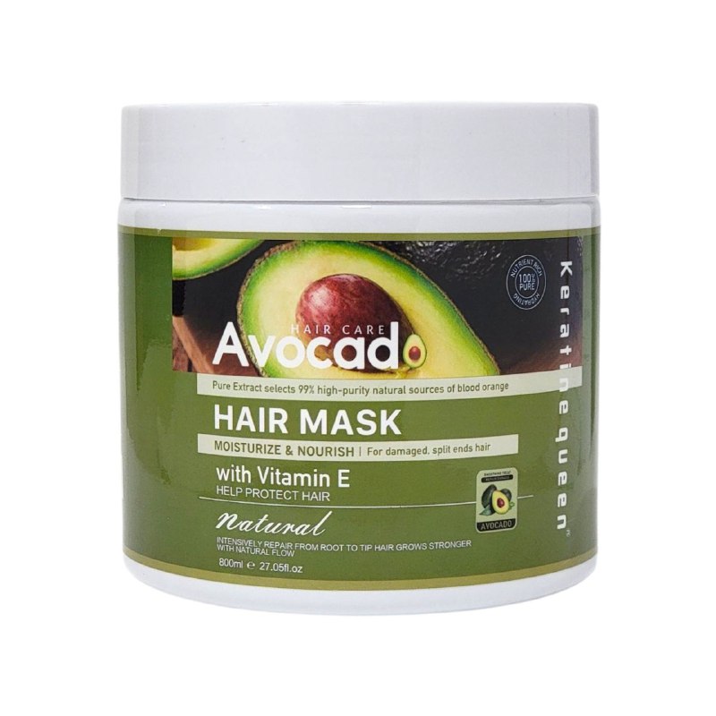 MASCARILLA PARA EL CABELLO CON AGUACATE Y VITAMINA E KERATINE QUEEN 800ML