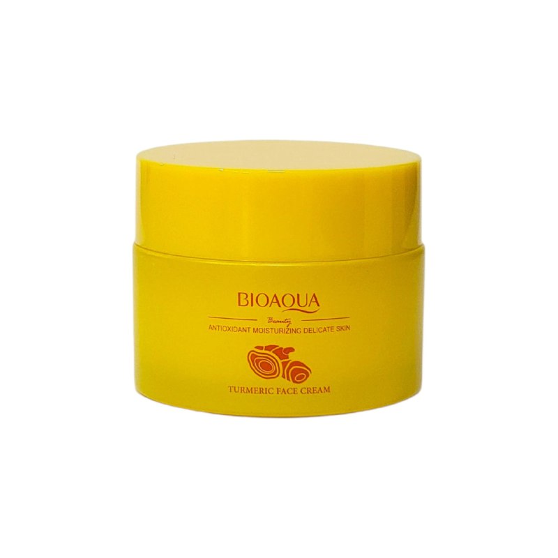 CREMA FACIAL DE CURCUMA HIDRATANTE Y ANTIOXIDANTE 60G, DISEÑADA PARA PIELES DELICADAS, NUTRE Y ESTABILIZA LA BARRERA CUTANERA ALIVIDANDO LA SEQUEDAD, DEJANDO LA PIEL SUAVE Y JOVEN BIOAQUA