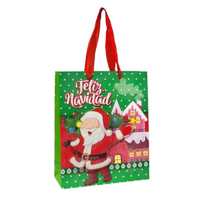 BOLSA DE REGALO NAVIDEÑA PEQUEÑA 19.5X23.5X8CM