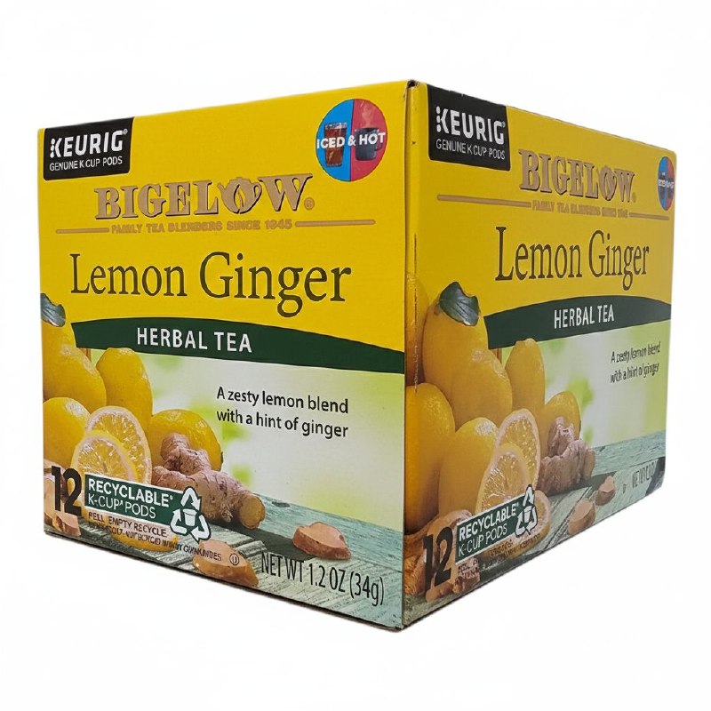 TE DE HIERBAS DE LIMON Y JENGIBRE SIN CAFEINA LIBRE DE GLUTEN SUAVE Y REFRESCANTE EN CAPSULAS BIGELOW 12UND