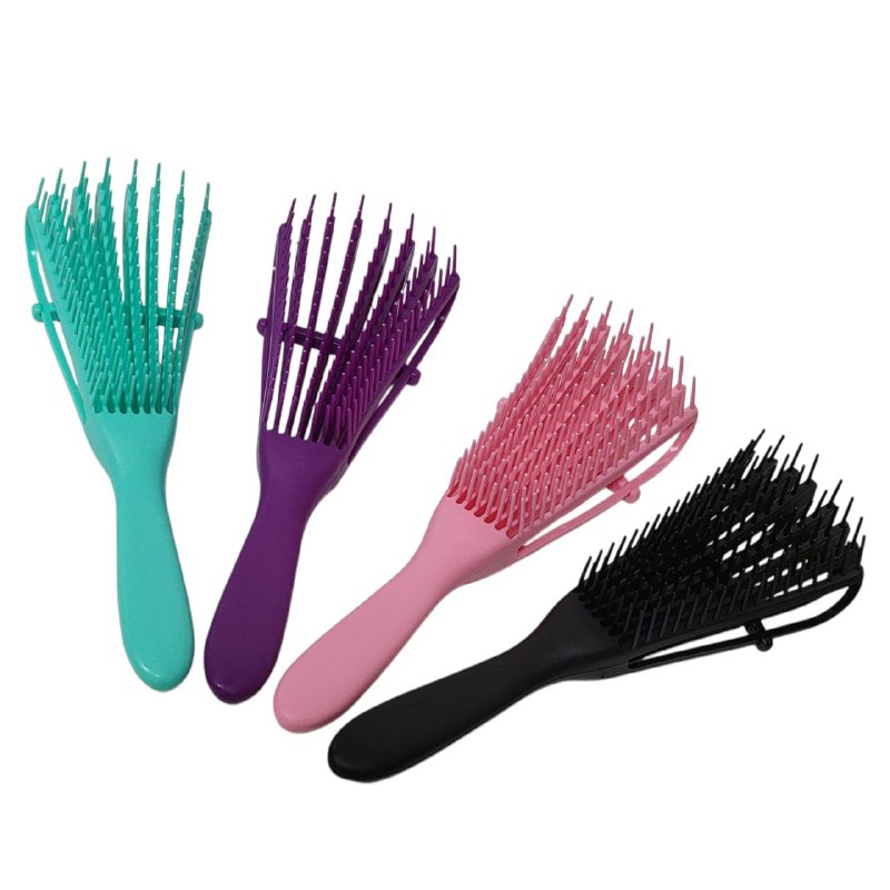 CEPILLO PULPO PARA CABELLO RIZADO Y ENCRESPADO, DESENREDANTE ANTI ROTURA 8 PUNTAS FLEXIBLES