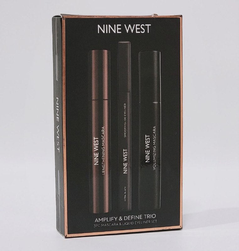 MASCARA PARA PESTAÑAS EN TRIO AMPLIFICADOR Y DEFINITIVO, MASCARA ALARGADORA 4ML, MASCARA VOLUMIZADORA 0.9G Y DELINEADOR OJOS LIQUIDO NINE WEST