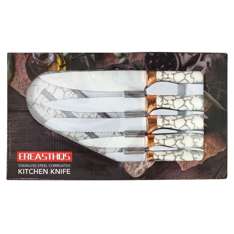 JUEGO DE CUCHILLOS DE COCINA, SET DE CUCHILLOS DE 6 PIEZAS, AFILADAS DE ACERO INOXIDABLE DE ALTA CALIDAD EREASTHQS