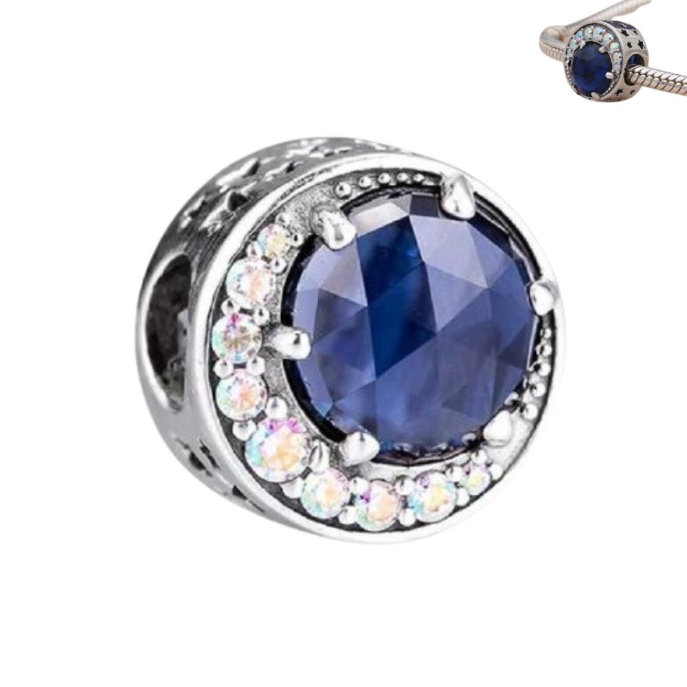 PCHARM1868 PIEDRA AZUL CON CIRCONES EN FORMA DE LUNA CRECIENTE