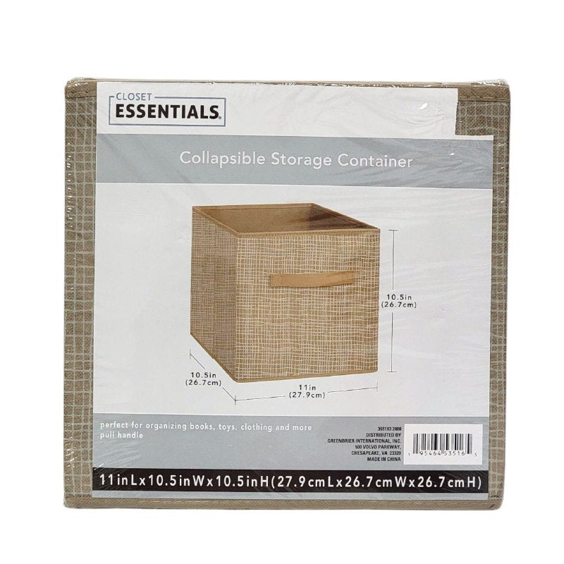 ORGANIZADOR CAJA DE ALMACENAMIENTO PLEGABLE DE TELA, CESTA CON ASA MULTIFUNCIONAL PARA ORGANIZAR ROPA, JUGUETES, ETC CLOSET ESSENTIALS 27.9X26.7X26.7CM
