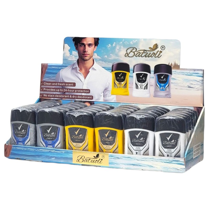 DESODORANTE PARA HOMBRES ANTITRANSPIRANTE EN BARRA 50G, DUPE DE REXONA , PROTECCION SUAVE DURANTE 24H, APLICACION SUAVE EXTRA FRESCA Y LIMPIA BATUOLI