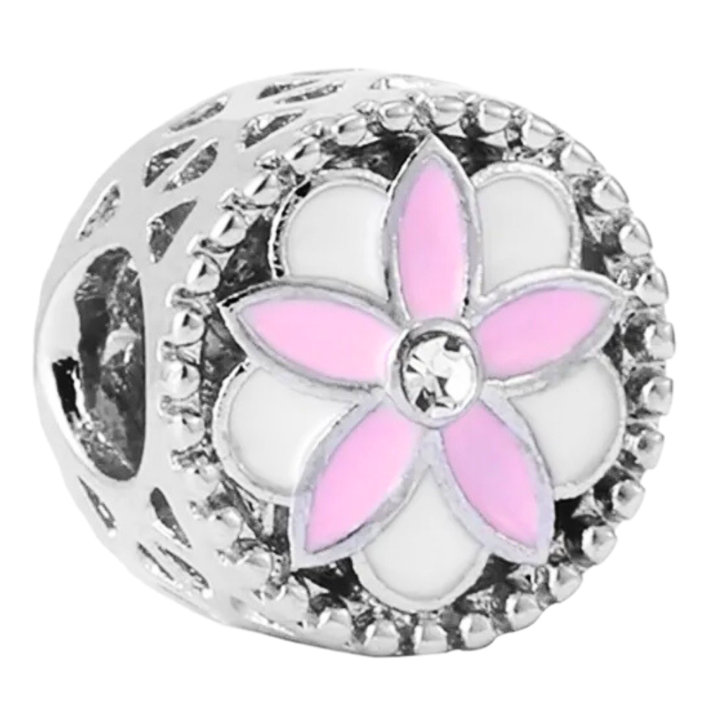 PCHARM907 CIRCULAR CON FLOR ROSA CON BLANCO EN MEDIO