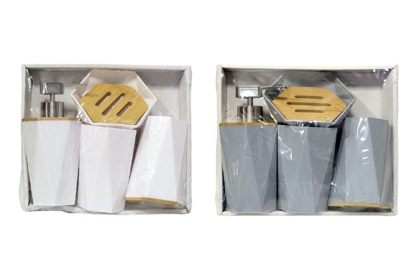 DISPENSADOR DE JABON LIQUIDO EN SET PARA BAÑO DE 4 PIEZAS, DISFRUTA DE UN BAÑO ORDENADO Y ELEGANTE