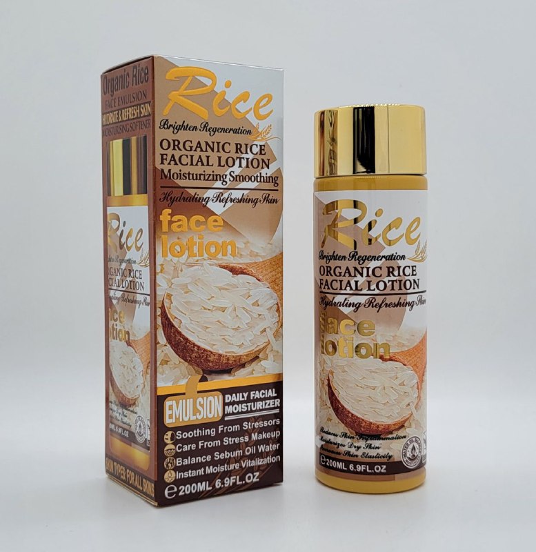 CREMA FACIAL DE ARROZ ORGANICO, LOCION LIGERA ABSORCION RAPIDA Y PROFUNDA ANTIENVEJECIMIENTO E HIDRATANTE RICE 200ML