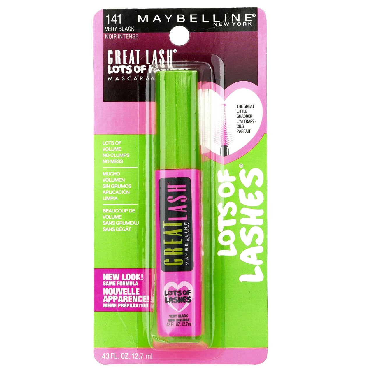 RIMEL SIN GRUMOS MAYBELLINE NEW YORK 141 VERY BLACK GREATLASH 12.7ML