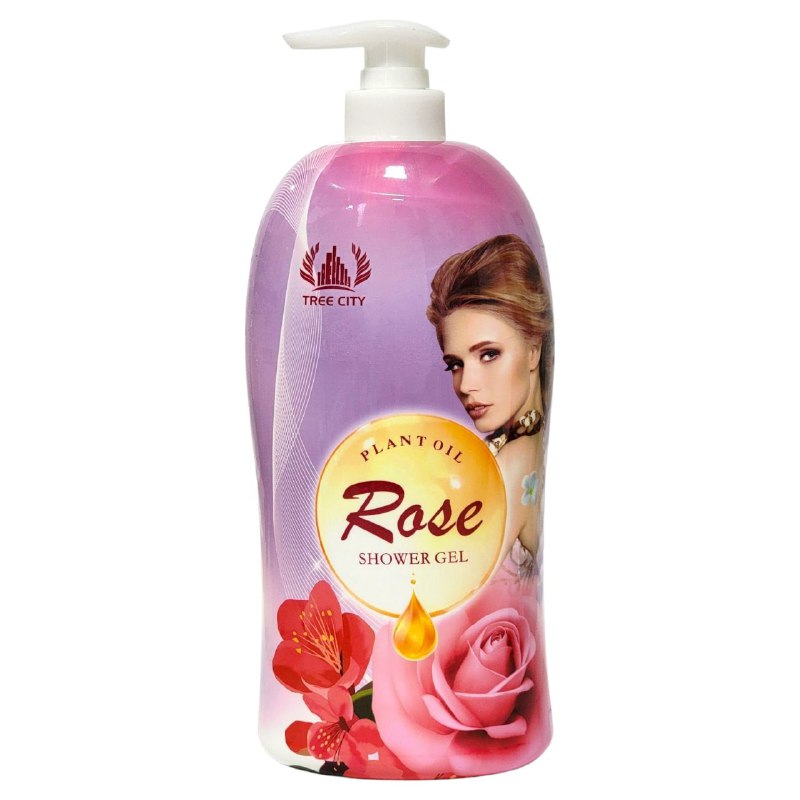 GEL DE DUCHA DE ACEITE DE ROSA, MULTIPLE CUIDADO DE LA PIEL, LUBRICA Y SUAVIZA EFICAZMENTE LA PIEL DURANTE MUCHO TIEMPO, DEJANDO SENSACION DE SUAVIDAD TREE CITY 1380ML