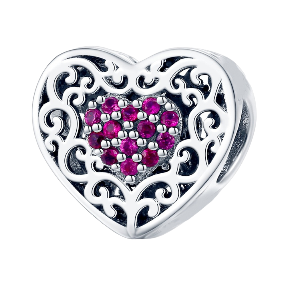 PCHARM1957 CORAZON CON CIRCONES FUCSIA ENMEDIO