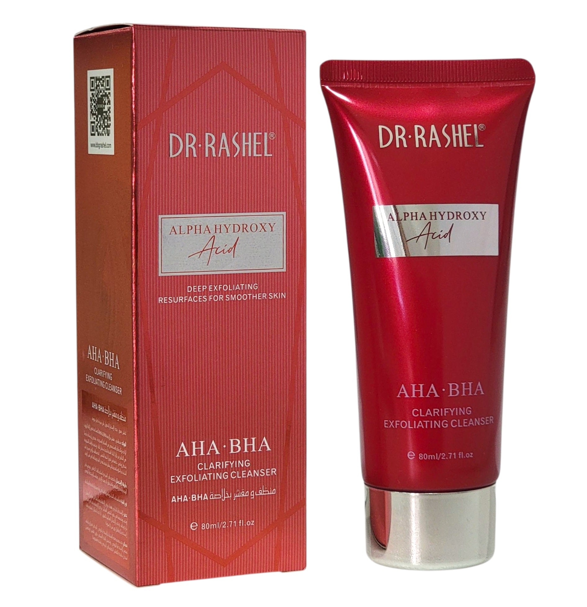 CREMA FACIAL EXFOLIANTE, LIMPIADOR FACIAL EXFOLIANTE DE ACIDO ALPHA HYDROXY ACLARADORA, ELIMINA EL EXCESO DE GRASA Y RESIDUOS EN LOS POROS, ELIMINA ACNE DR RASHEL AHA BHA 80ML