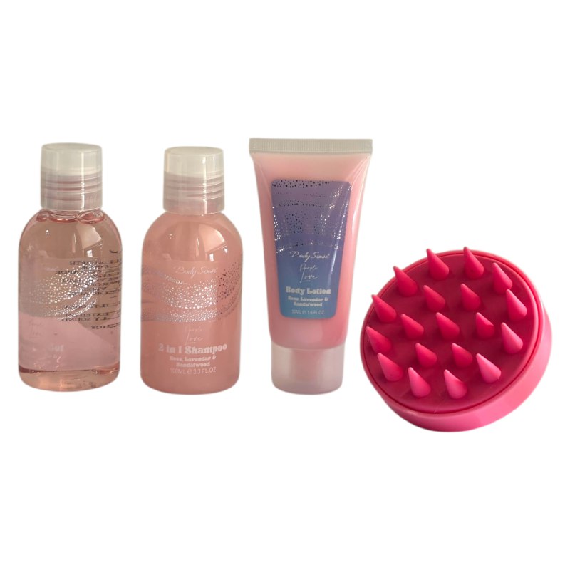 SET DE CUIDADO PERSONAL DE ROSA, LAVANDA Y SANDALO 5PCS BODY SENSE