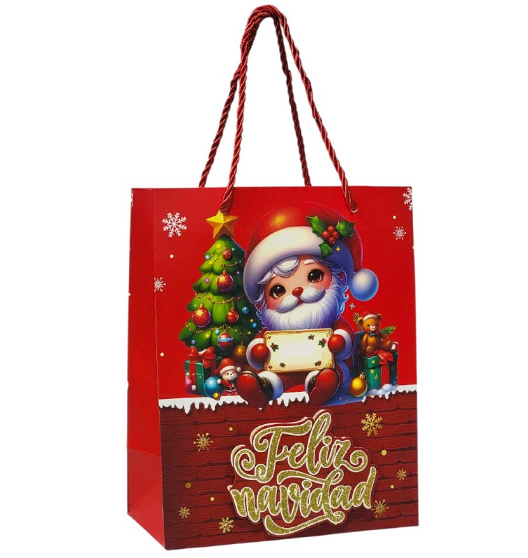 BOLSA DE REGALO NAVIDEÑA PAQUEÑA 18X23X10CM
