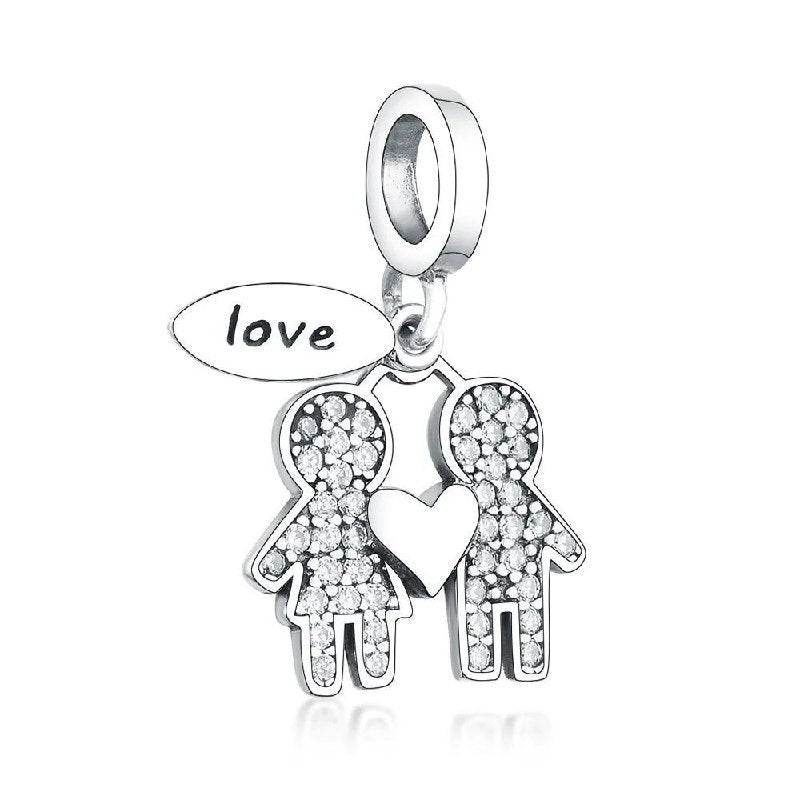 PCHARM4039 FORMA PAREJA DE AMOR PANDORA PLATA 9.25 AMOR SAN VALENTIN