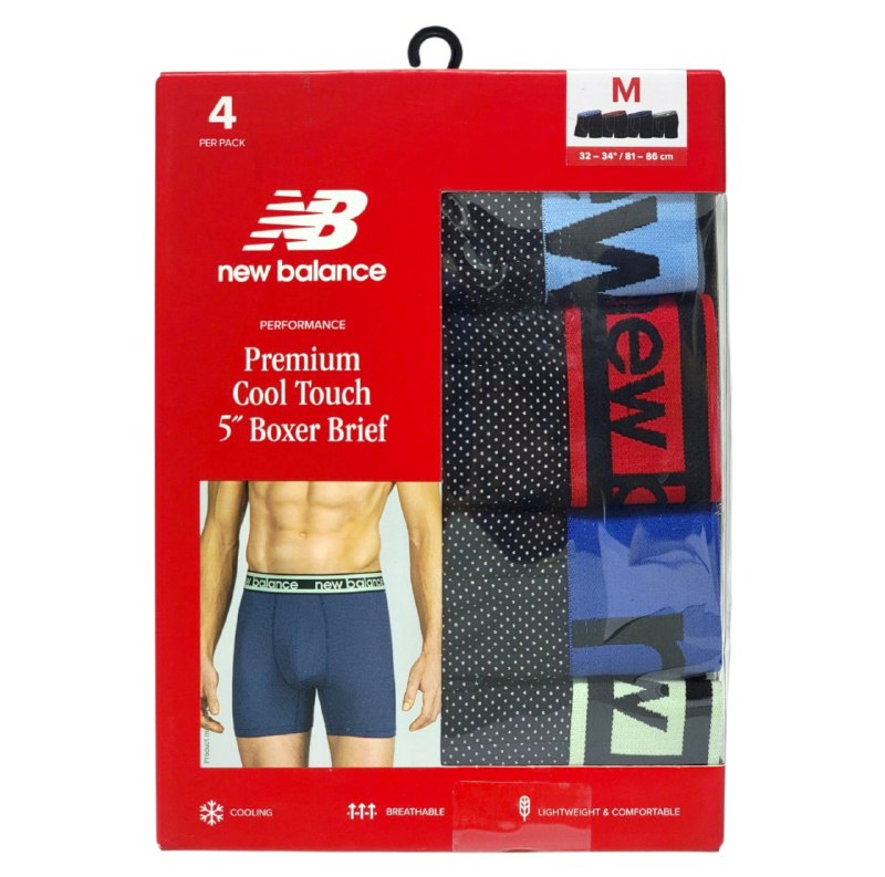 ROPA INTERIOR PARA CABALLERO NEW BALANCE PREMIUM COOL TOUCH 4 UNIDADES TALLA MEDIUM 32-34 (M)