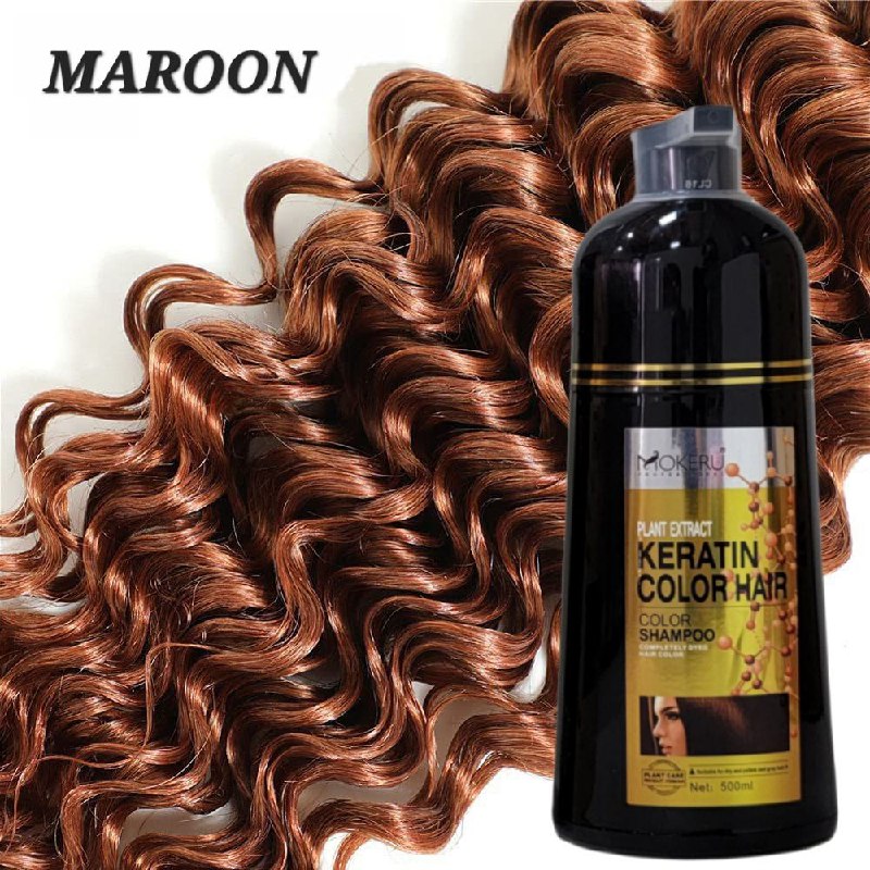 SHAMPOO TINTE COLOR MARRON, DE 5 A 25 MINUTOS TIÑE, CABELLO BRILLANTE REPARADOR MOKERU PROFESSIONAL 500ML