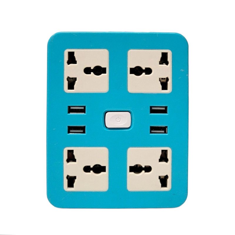 REGLETA EXTENSION ENCHUFE INTELIGENTE, 3 TOMAS DE CORRIENTE CA Y 4 PUERTOS USB, TOMAS DE CORRIENTE, CARGA RAPIDA INTELIGENTE, PLASTICOS DE ALTA RESISTENCIA, PROTECCION CONTRA FUGAS Y SOBRETENSIONMES CHUANXIN CX-T03