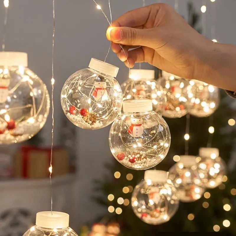 LUCES DECORATIVAS NAVIDEÑAS CORTINA DE LUZ LED DE 10 COLGANTES, PERFECTA PARA INTERIORES Y EXTERIORES, LUZ BLANCA 23.5X16X16.5CM