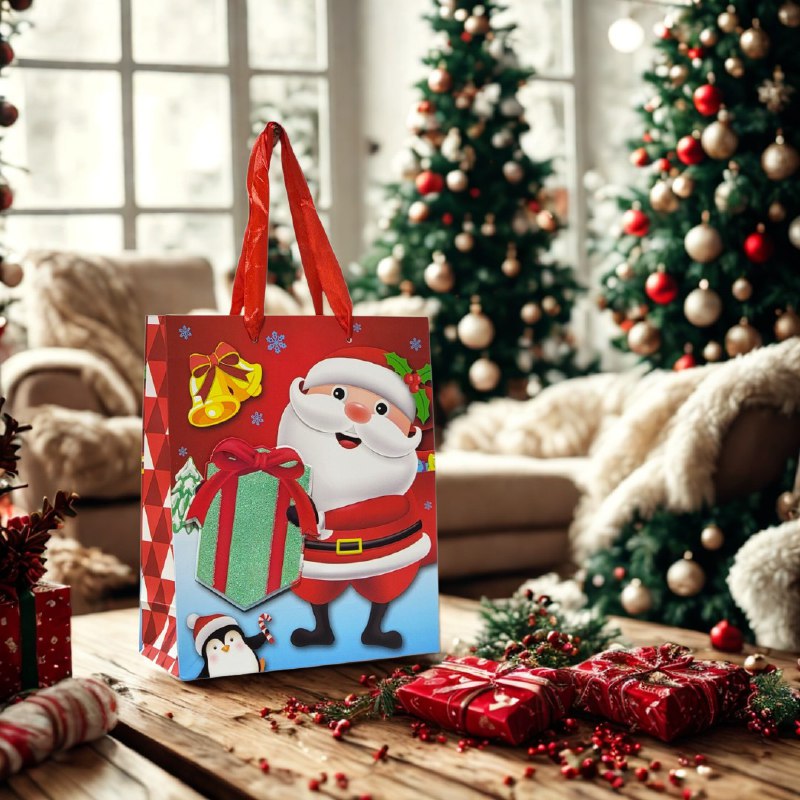 BOLSA DE REGALO NAVIDEÑA PAQUEÑA 19.5X23.5X10CM