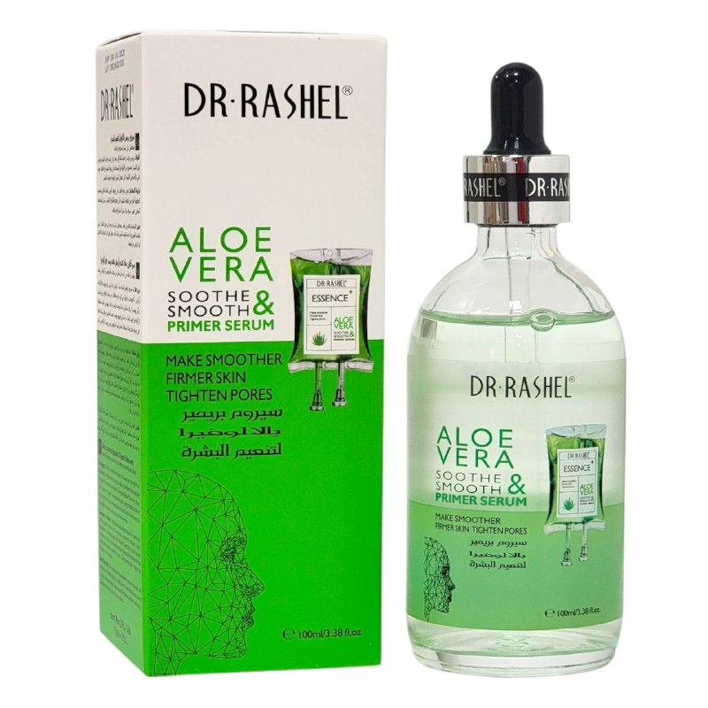 SUERO FACIAL SUAVIZANTE Y PREBASE DE ALOE VERA, CALMANTE Y SUAVIZANTE, DEJA LA PIEL SUAVE Y FIRME, PROTEGE LA PIEL DA BRILLO ELEGANTE DR RASHEL 100ML