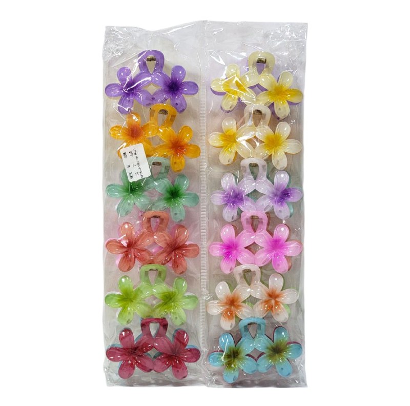 GANCHO PARA EL CABELLO DE DISEÑO DE DOBLE FLOR HAWAIANA, PINZAS DE SUJECION FUERTE, ACCESORIO PARA EL CABELLO PAQUETE DE 12UND 8X5CM