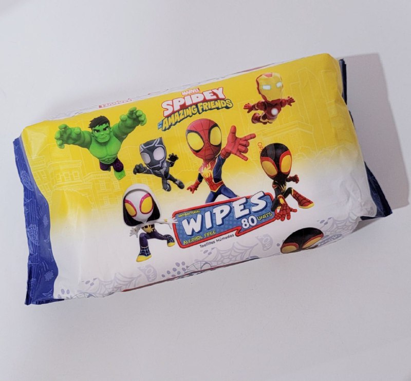 TOALLITAS HUMEDAS ANTIBACTERIALES SIN ALCOHOL MARVEL SPIDERMAN 80UND
