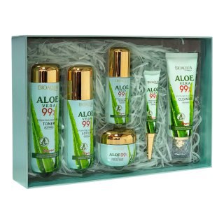 SET DE CUIDADO FACIAL DE 6 PIEZAS DE ALOE VERA SUAVIZANTE, LIMPIADOR 100G, TONICO 130ML, CREMA 100ML, SUERO 40ML, CREMA HIDRATANTE 50G, CREMA DE OJOS 20G BIOAQUA