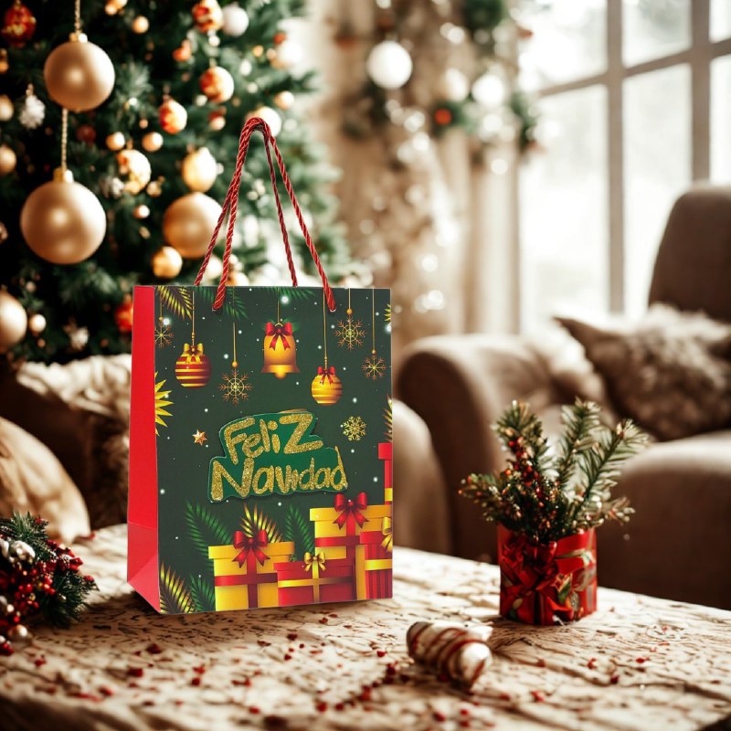 BOLSA DE REGALO NAVIDEÑA PAQUEÑA 18X23X10CM