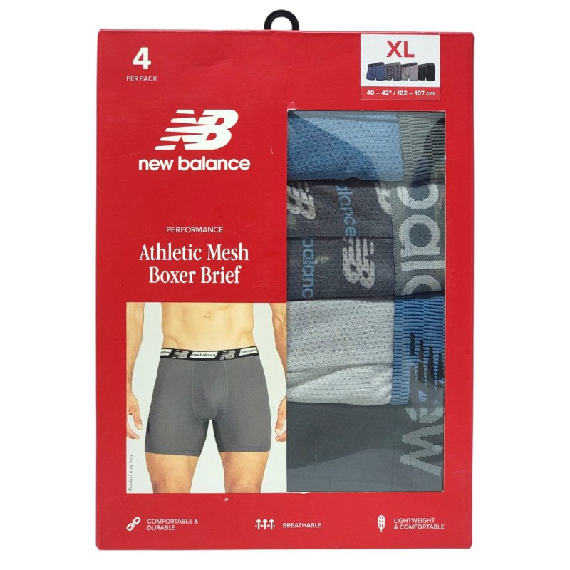 ROPA INTERIOR PARA CABALLERO NEW BALANCE ATHLETIC MESH 4 UNIDADES TALLA XTRA LARGE 40-42 (XL)