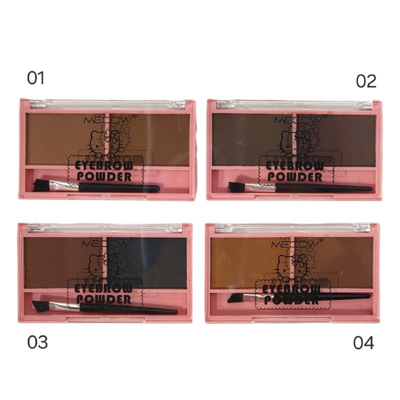 POLVO PARA CEJAS CON MINI BROCHAS DE USO DIARIO APRUEBA DE SUDOR MECOW 4 TONOS