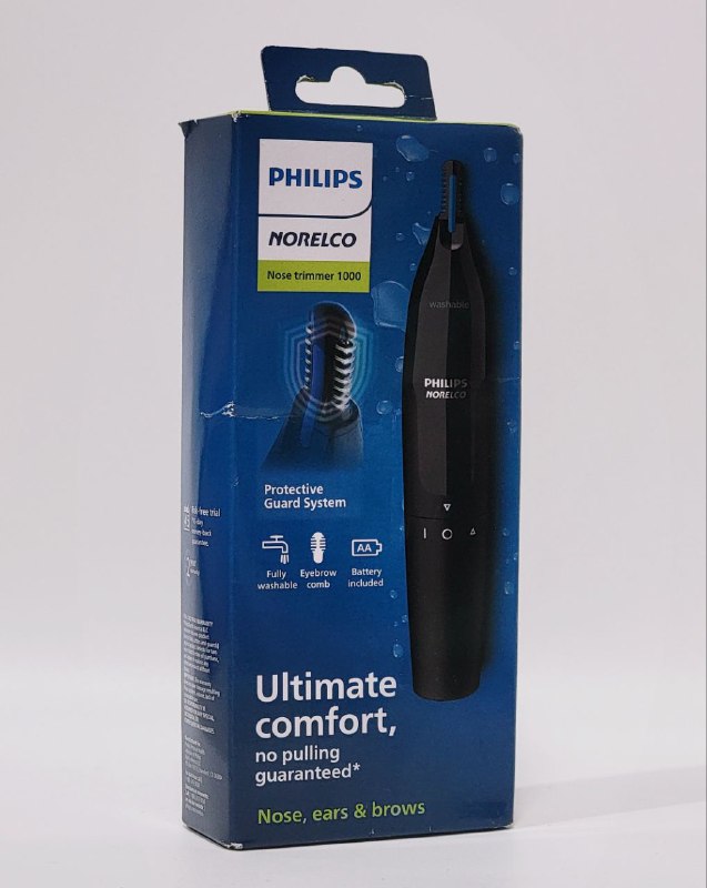 MAQUINA CORTADORA DE PELO DE LA NARIZ, OREJAS Y CEJAS SIN TIRONES, CON SISTEMA DE PROTECCION Y CUCHILLAS DE ACERO DOBLE FILO PHILIPS