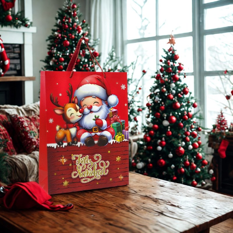 BOLSA DE REGALO NAVIDEÑA GRANDE 30X40X12CM