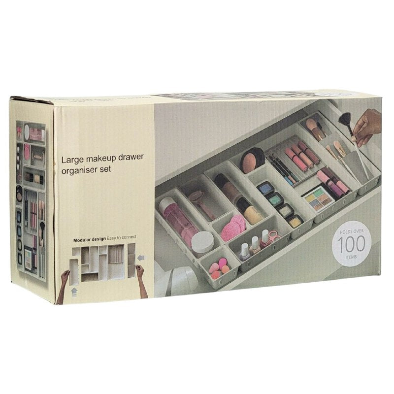 ORGANIZADOR DE COSMETICOS DE 12 PIEZAS PARA CAJON O GAVETA, DISEÑO MODULAR DE FACIL INSTALACION, DIVISORES PARA MAQUILLAJE, ETC 62X35.2CM