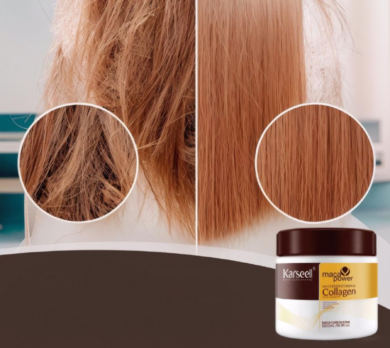 TRATAMIENTO MASCARILLA CAPILAR CON COLAGENO Y ACEITE DE ARGAN, FORMULA AVANZADA DE ESENCIA DE MACA Y ACEITE DE ARGAN, QUE REPARA EL CABELLO DAÑADO DEJANDOLO SUAVE, ORDENADO Y CON BRILLO KARSEELL 500ML