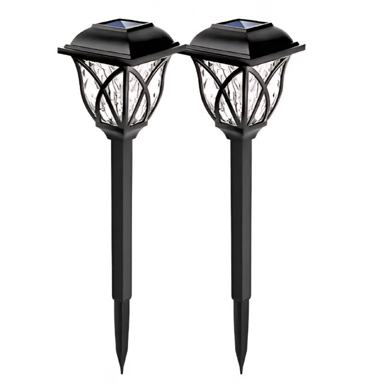 LUCES DECORATIVAS SOLARES LED PARA EL JARDIN, ENCENDIDO AUTOMATICO AL CAER LA NOCHE, SIN CABLES 44CM, 2 PIEZAS