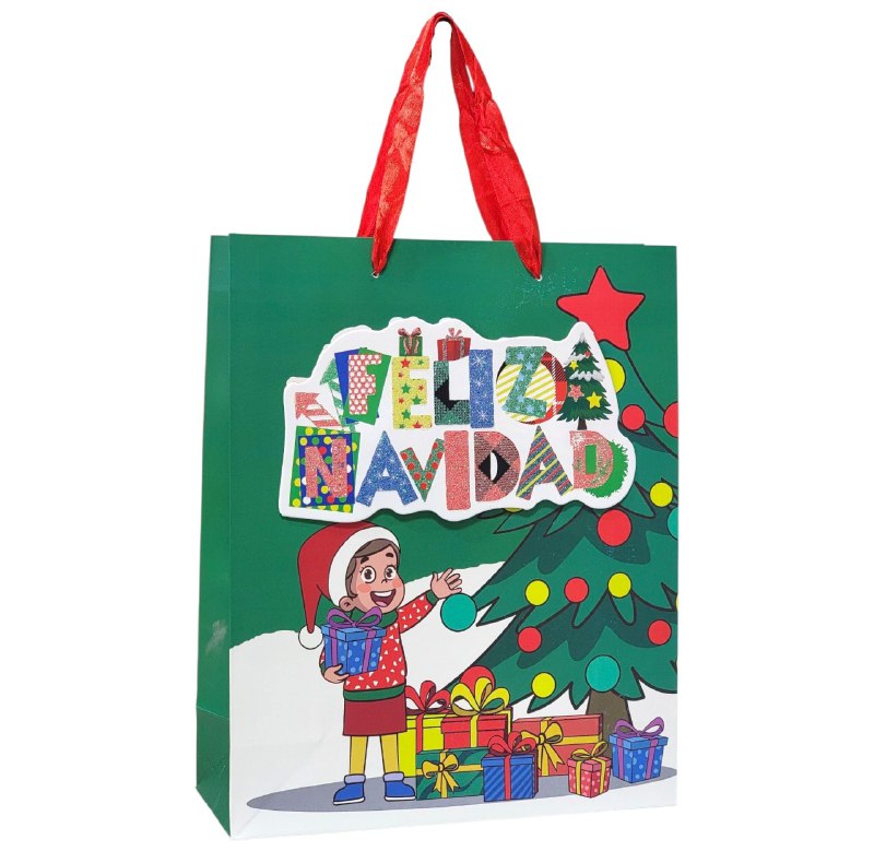 BOLSA DE REGALO NAVIDEÑA MEDIANA 26X32X10CM