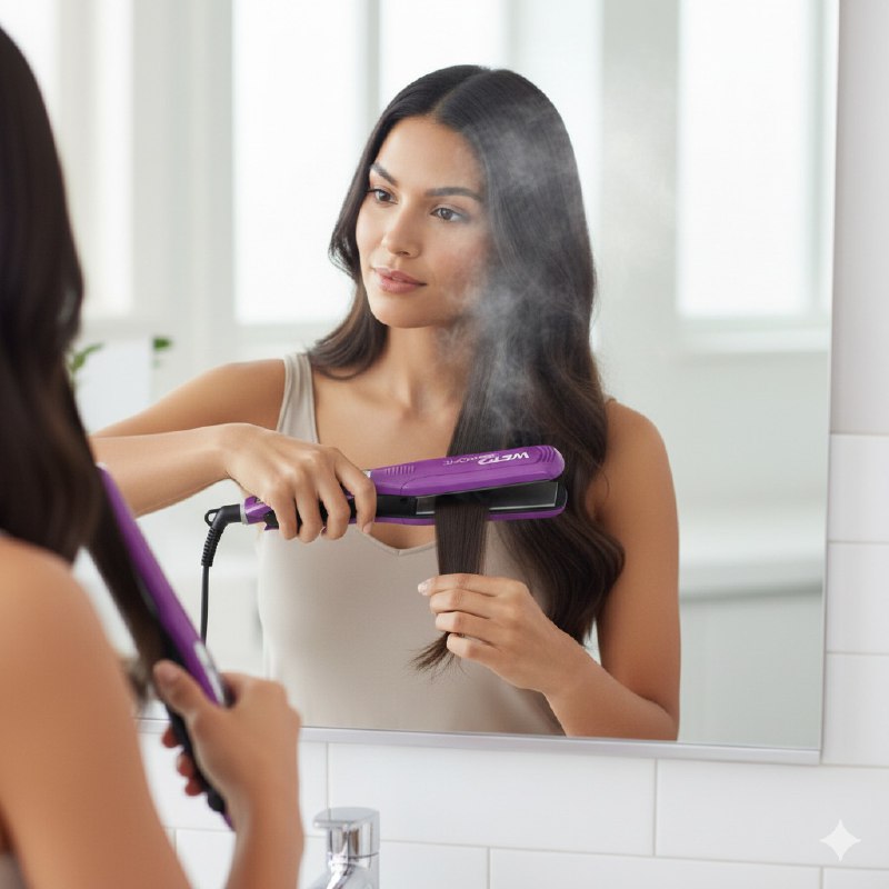 PLANCHA PARA EL CABELLO WET2STRAIGHT, SECA Y ALISA EN UN SOLO PASO, ALISA EL CABELLO HUMEDO, PLACAS FLOTANTES 5CM, CALENTAMIENTO RAPIDO, CONTROL DE TEMPERATURA DIGITAL, RECUBRIMIENTO DE CERAMICA TURMALINA REMINGTON