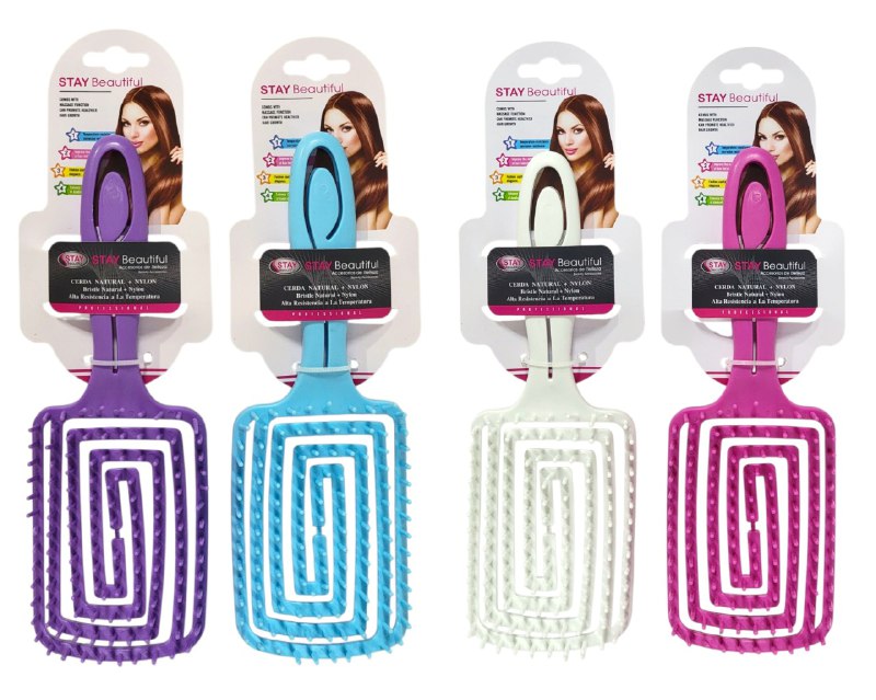 CEPILLO PEINE PARA EL CABELLO PARA CONTROLAR EL FRIZZ STAY BEAUTIFUL 8X23CM, 4 ESTILOS