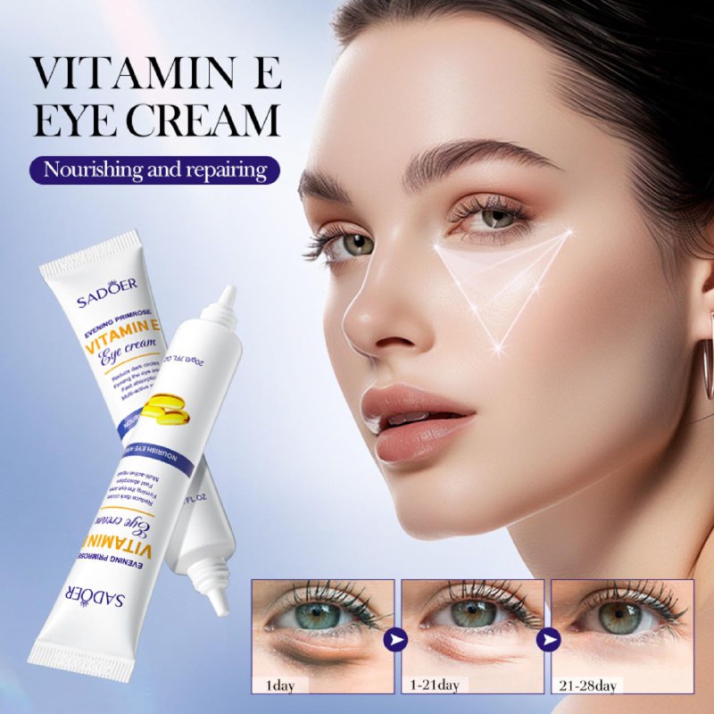 CREMA FACIAL PARA EL CONTORNO DE LOS OJOS DE VITAMINA E, REDUCE LAS OJERAS, REAFIRMA EL CONTORNO DE LOS OJOS, ABSORCION RAPIDA, REPARACION MULTIACTIVA, NUTRE, HIDRATA Y REPARA SADOER 20G