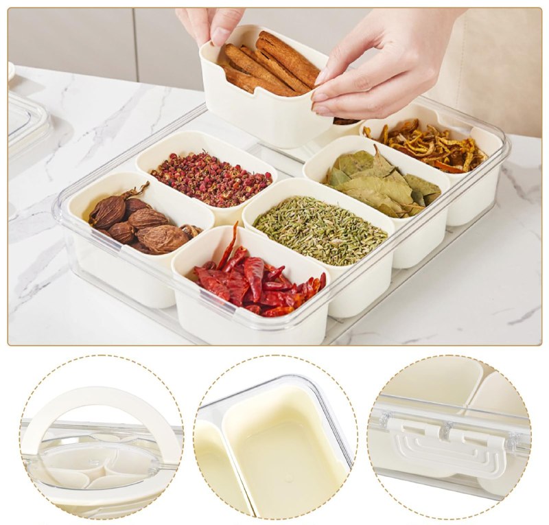 ORGANIZADOR RECIPIENTE DE ALIMENTOS MULTIDIVISION ELEGANTE 28X21X6.5CM MAGIC SPICE GRID
