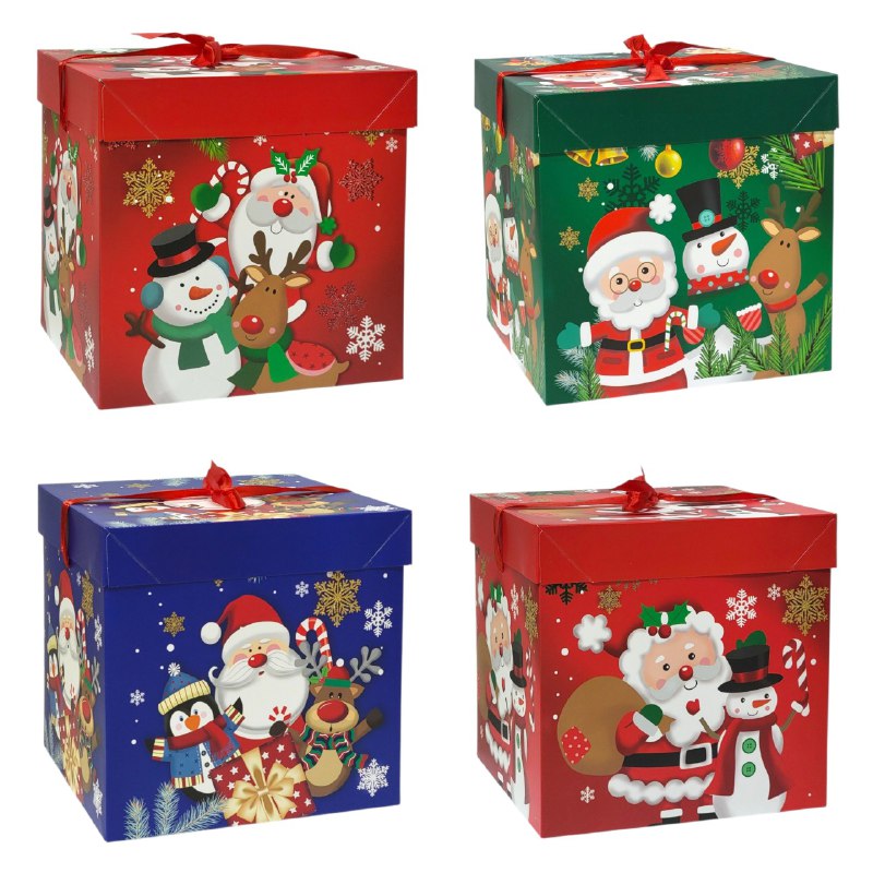 CAJA DE REGALO NAVIDEÑA GRANDE 22X22X22CM