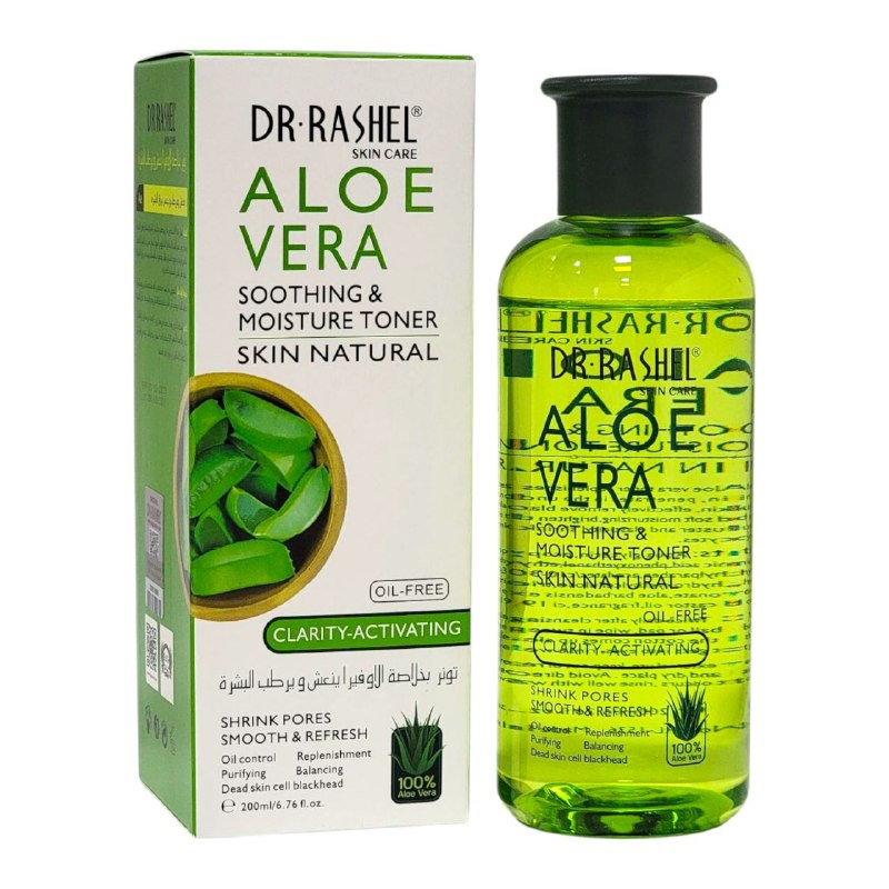 TONICO FACIAL DE ALOE VERA, CALMANTE E HIDRATANTE, PIEL NATURAL, REPONE LA HUMEDAD, MEJORA LA PIEL SECA, ELIMINA PUNTOS NEGROS, ACNE, PIEL SUAVE E HIDRATADA DR RASHEL SKIN CARE 200ML