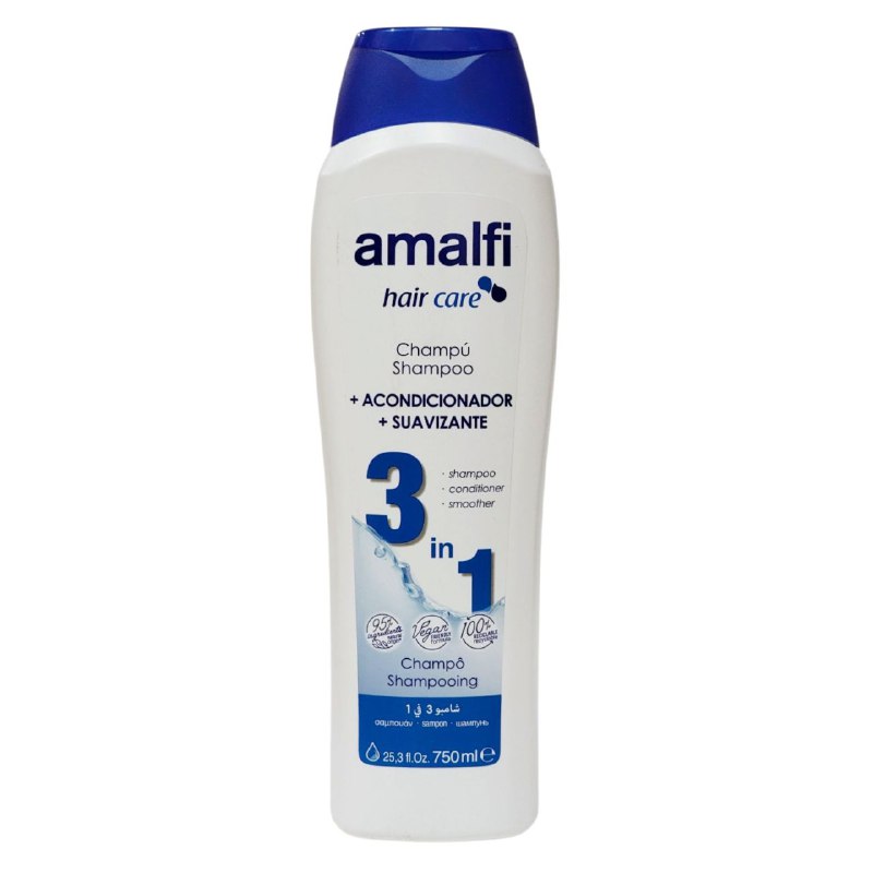 SHAMPOO PARA EL CABELLO 3 EN 1 SUAVIZANTE AMALFI 750ML
